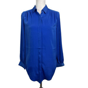 Express Blouse Tunic size Extra Small Royal Blue Shimmery Modest Career Casual